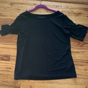 Susan Graver Elegant Black Short Sleeve Top